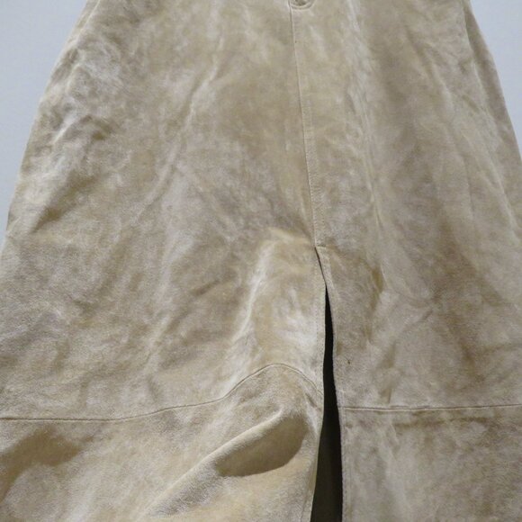VINTAGE EDDIE BAUER Seattle Suede Washable Leather Midi Skirt Sz 10 Boho Granola - Picture 7 of 14